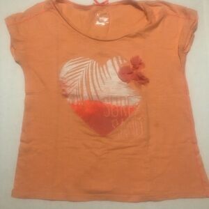 Girls Cherokee Orange Short Sleeve Tee with Tropical Design